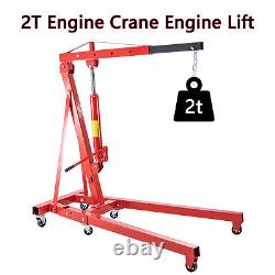 TECSPACE Professional 4409 lbs 2-Ton Red Folding Heavy Duty Engine Motor Hoist