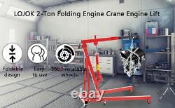 TECSPACE Professional 4409 lbs 2-Ton Red Folding Heavy Duty Engine Motor Hoist