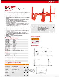 TLT455W Launch 5.5 Tons Four Post Heavy duty Hydraulic Car Lift 11,000 lbs