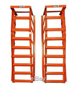 Tool Hub 10287 Heavy Duty Car Ramps 3 Ton Metal Stands Pair 8 Rungs