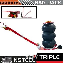 Triple Air Bag Pneumatic Jack 6600lbs Quick Lift 3 Ton Heavy Duty Compressed Red