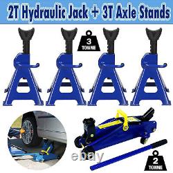 Trolley Jack Car Van 2 Ton Tonne Floor Heavy Duty Hydraulic Tuv Gs Axle Stands