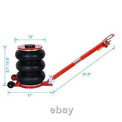 USA Triple Bag Air Jack Pneumatic Jack 11000 lbs Quick Lift 5 Ton Heavy Duty Red