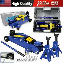 US 3 Ton Axle Stand Lifting Car Van Set Heavy Duty Hydraulic Trolley Floor Jack