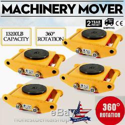 US 4x 6 Ton Heavy Duty Machine Dolly Skate Machinery Roller Mover Cargo Trolley