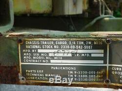 Vintage US Military M116 3/4 Ton Cargo Trailer, Steel Bed, HEAVY DUTY! ATV, ATVs